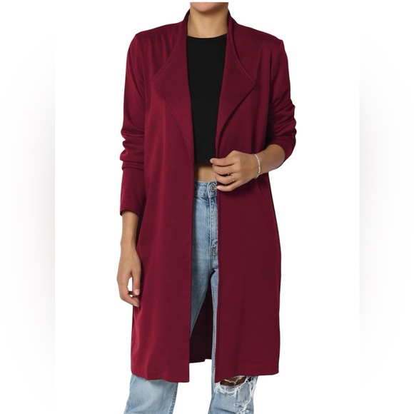 Jackets & Blazers - Burgundy Knit Open Cardigan Large